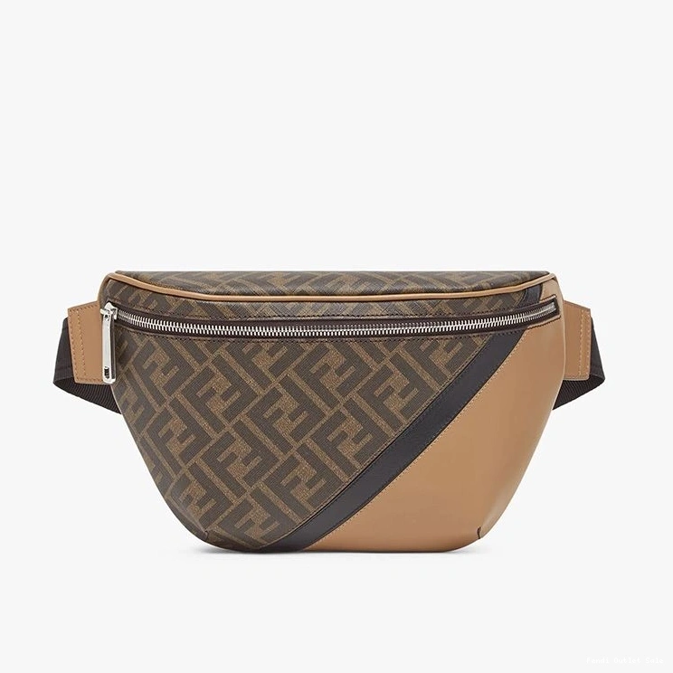 Brown Fendi Motif Black FF Belt Fabric In Bag 0712